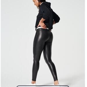 SPANX Faux Leather Shaping Leggings in Black Women’s Size XL
